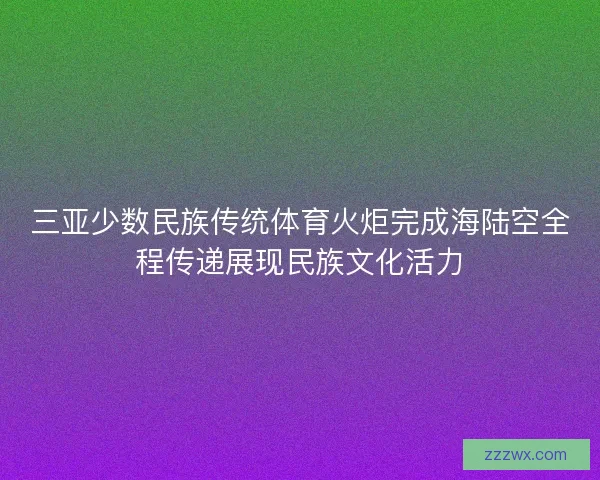三亚少数民族传统体育火炬完成海陆空全程传递展现民族文化活力 三亚少数民族传统体育火炬完成海陆空全程传递展现民族文化活力